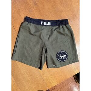 Fuji BJJ Shorts Mens 34 Green Elastic Waist Training MMA Jiu Jitsu Gym